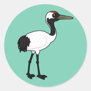 Birdorable Red-crowned Crane Classic Round Sticker