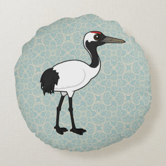 Birdorable Red-crowned Crane Round Cushion