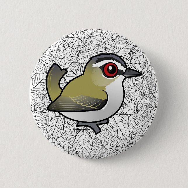 Birdorable Red-eyed Vireo 6 Cm Round Badge (Front)