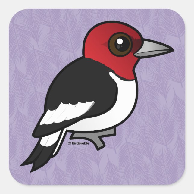 Birdorable Red-headed Woodpecker Square Sticker (Front)