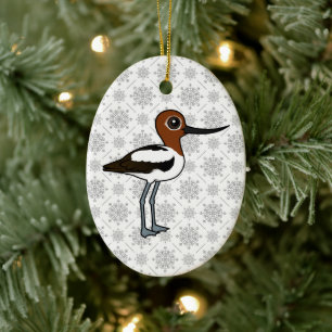 Birdorable Red-necked Avocet Cute Cartoon Bird Ceramic Tree Decoration