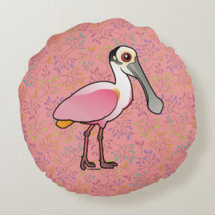 Birdorable Roseate Spoonbill Round Cushion