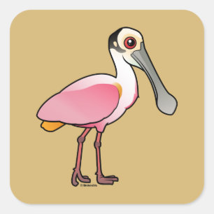 Birdorable Roseate Spoonbill Square Sticker