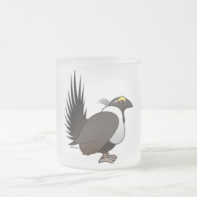 Birdorable Sage Grouse Frosted Glass Coffee Mug (Center)
