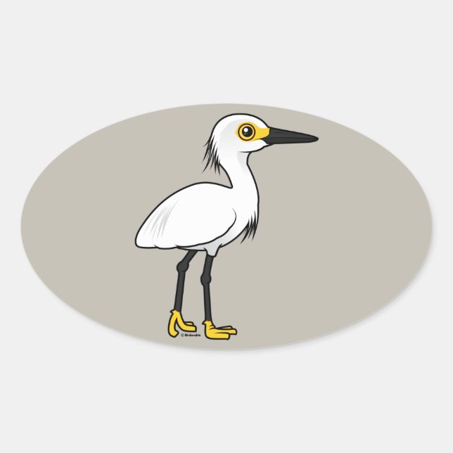 Birdorable Snowy Egret Oval Sticker (Front)
