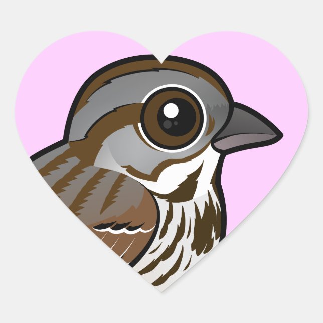 Birdorable Song Sparrow Heart Sticker (Front)