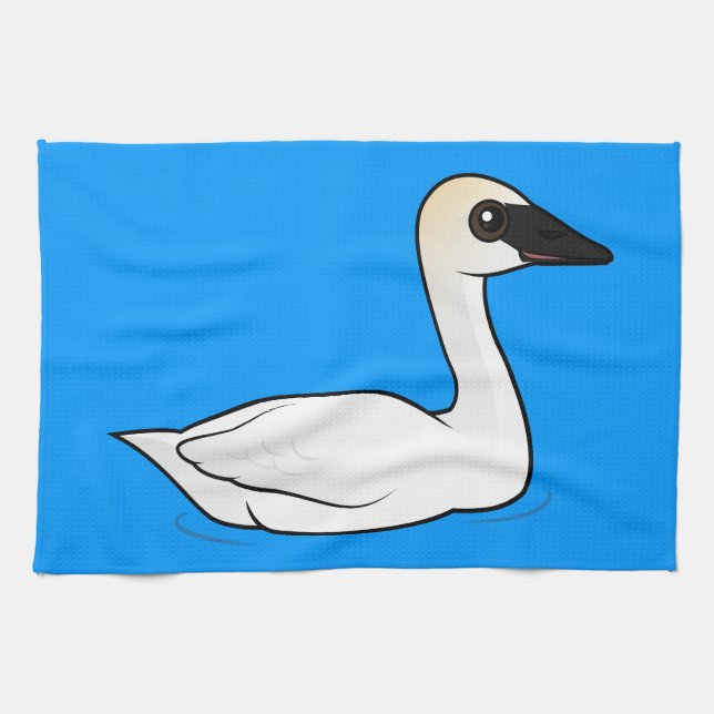 Birdorable Trumpeter Swan Tea Towel (Horizontal)