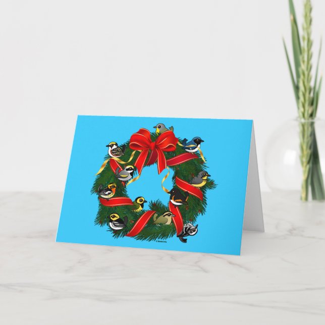 Birdorable Warblers Christmas Wreath Holiday Card (Front)
