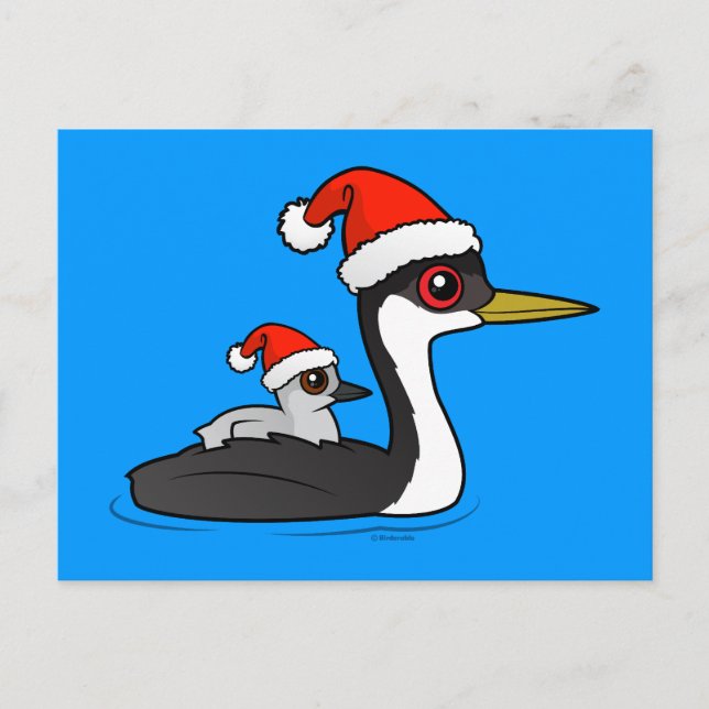 Birdorable Western Grebe Santa Holiday Postcard (Front)