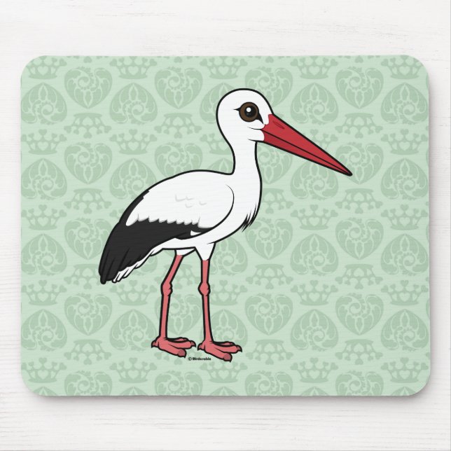 Birdorable White Stork Mouse Mat (Front)