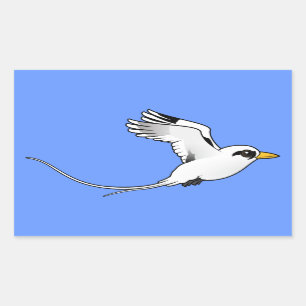 Birdorable White-tailed Tropicbird in flight Rectangular Sticker