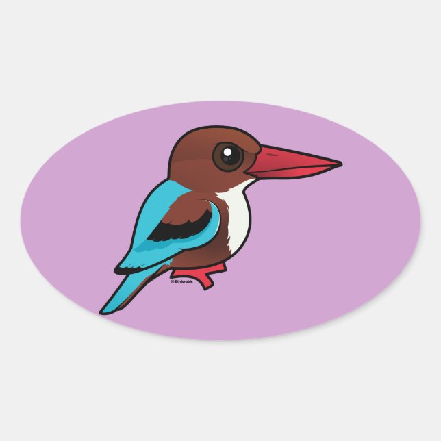 Birdorable White-throated Kingfisher Oval Sticker (Front)