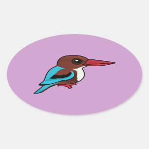 Birdorable White-throated Kingfisher Oval Sticker