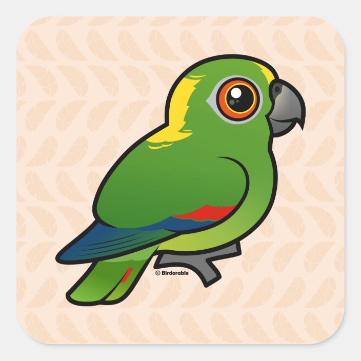 Birdorable Yellow-naped Parrot Square Sticker | Zazzle.co.uk