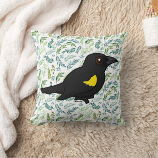 Birdorable Yellow-shouldered Blackbird Cushion