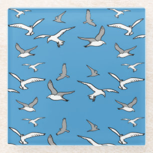 Birds - a Flock of Seagulls Glass Coaster