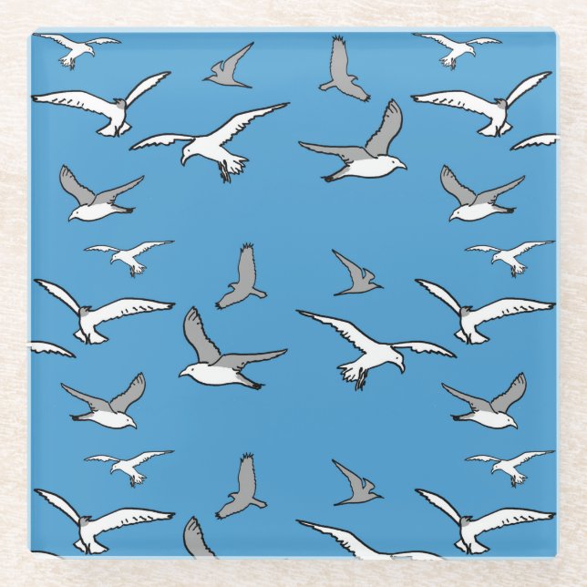 Birds - a Flock of Seagulls Glass Coaster (Front)
