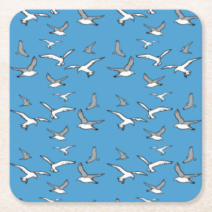 Birds - a Flock of Seagulls Square Paper Coaster