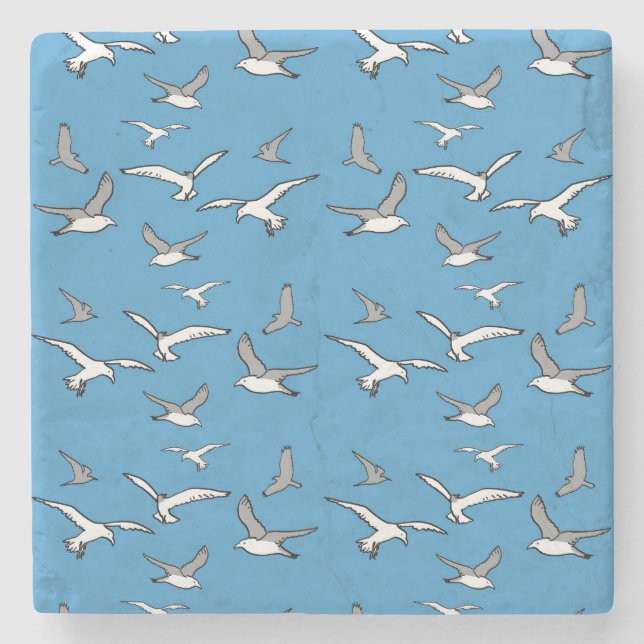Birds - a Flock of Seagulls Stone Coaster (Front)