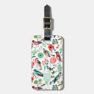 Birds all-over print with Monogram Luggage Tag