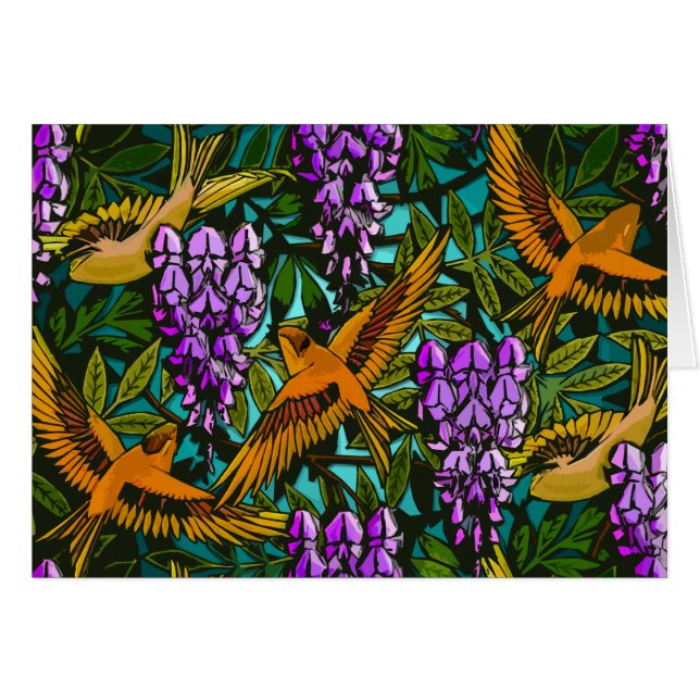 Birds Amidst Wisteria (Front Horizontal)