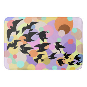 Birds and Balloons Flying - Drawing Bath Mat