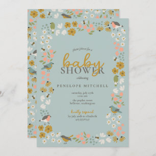 Birds and Bees Floral Baby Shower  Invitation