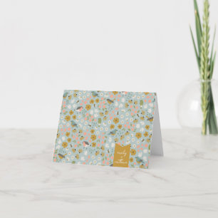 Birds and Bees Floral Bridal Shower Personalized  Thank You Card