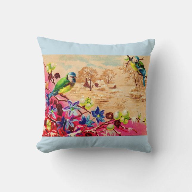birds and berries print cushion (Front)