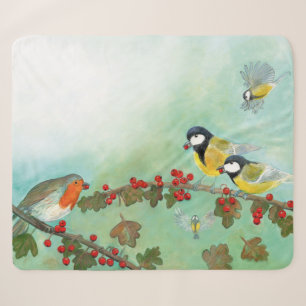 Birds and Berries Sherpa Blanket
