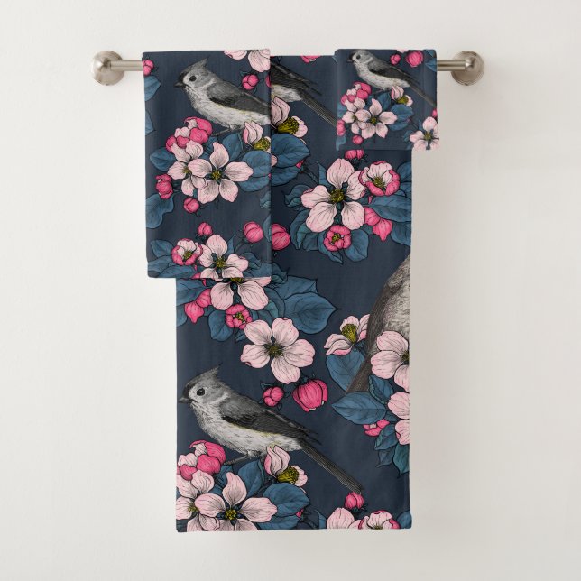 Birds and Blossoms Bath Towel Set (Insitu)