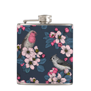 Birds and Blossoms Hip Flask