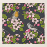 Birds and Blossoms on black Scarf<br><div class="desc">Hand- painted apple blossom and birds.</div>