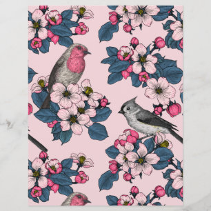 Birds and Blossoms on pink