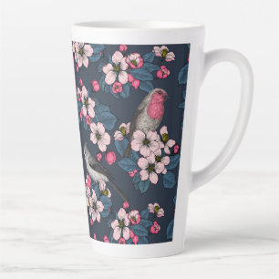 Birds and Blossoms on yellow Latte Mug