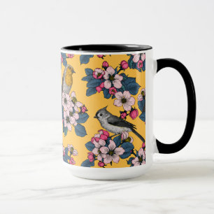 Birds and Blossoms on yellow Mug