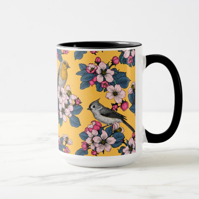 Birds and Blossoms on yellow Mug (Right)