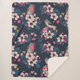 Birds and Blossoms Sherpa Blanket