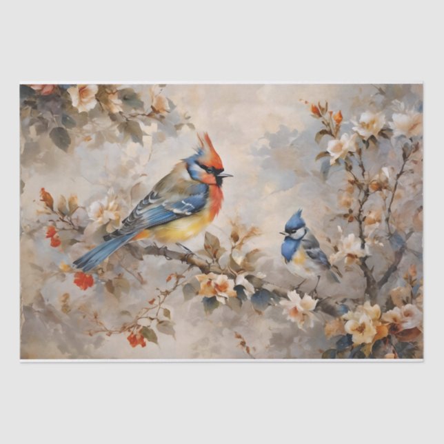 Birds and Branches Decoupage Tissue Paper (Front)
