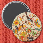 Birds and Butterflies Magnet<br><div class="desc">Brightly colored birds and butterflies decorate this Asian themed design. It is a cloisonne pattern that originated from the late nineteenth century. The design shows a red,  gold,  blue and green color scheme complimenting the Dragons and Gargoyles collection,  also from Decora.tif Collections.</div>