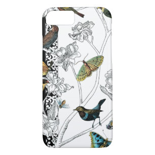 Birds and Butterfly on a Black & White Background iPhone 8/7 Case