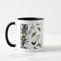 Birds and Butterfly on a Black & White Background