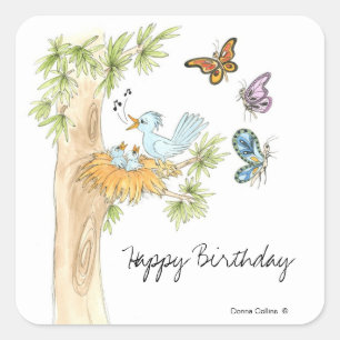 Birds and Butterfly Sticker