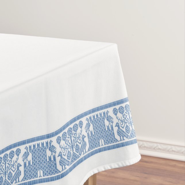 Birds and Castles Tablecloth, 52"x70" Tablecloth (In Situ)