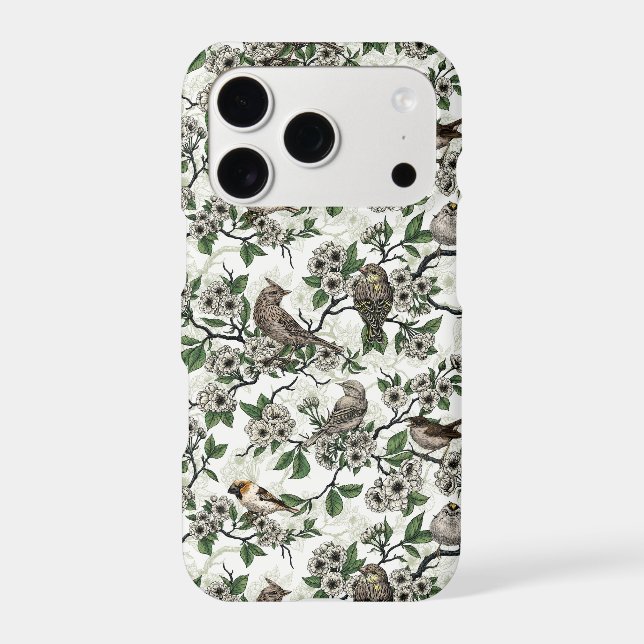 Birds and cherry blossom on white (Back)