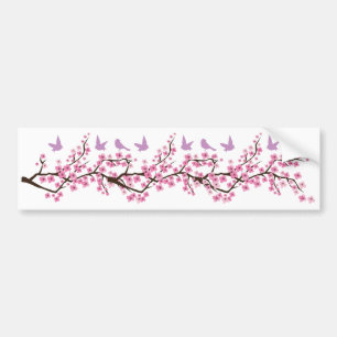 Birds and Cherry Blossoms Bumper Sticker