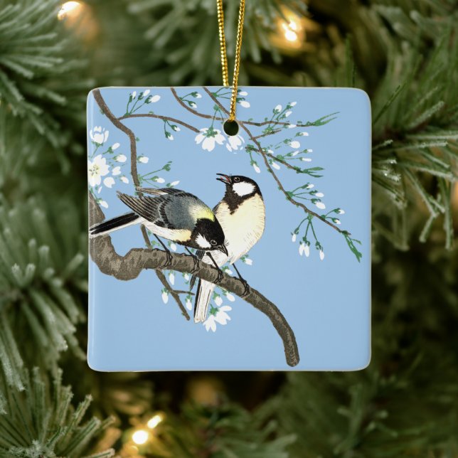 Birds and Cherry Blossoms Ohara Koson Ceramic Ornament (Tree)