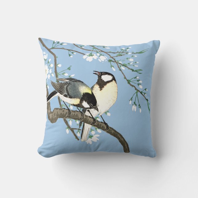 Birds and Cherry Blossoms Ohara Koson Cushion (Front)