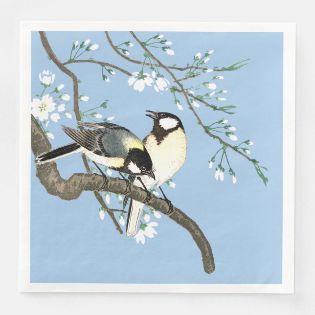Birds and Cherry Blossoms Ohara Koson Napkin (Front)