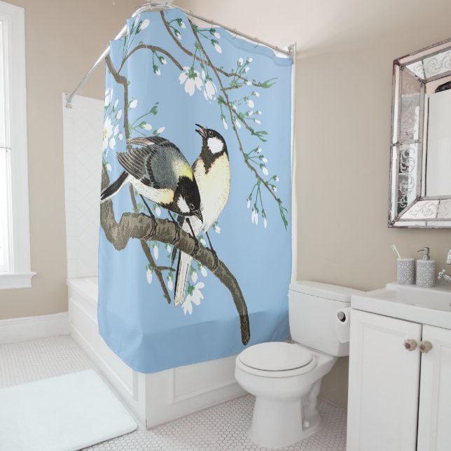 Birds and Cherry Blossoms Ohara Koson Shower Curtain (In Situ)
